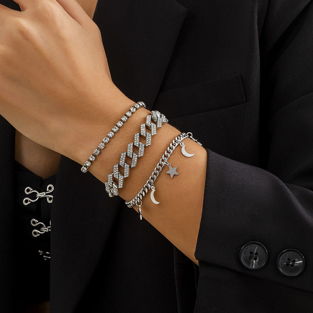Hot selling star tassel moon full diamond bracelet fashion adjustable inlaid braceletpicture8