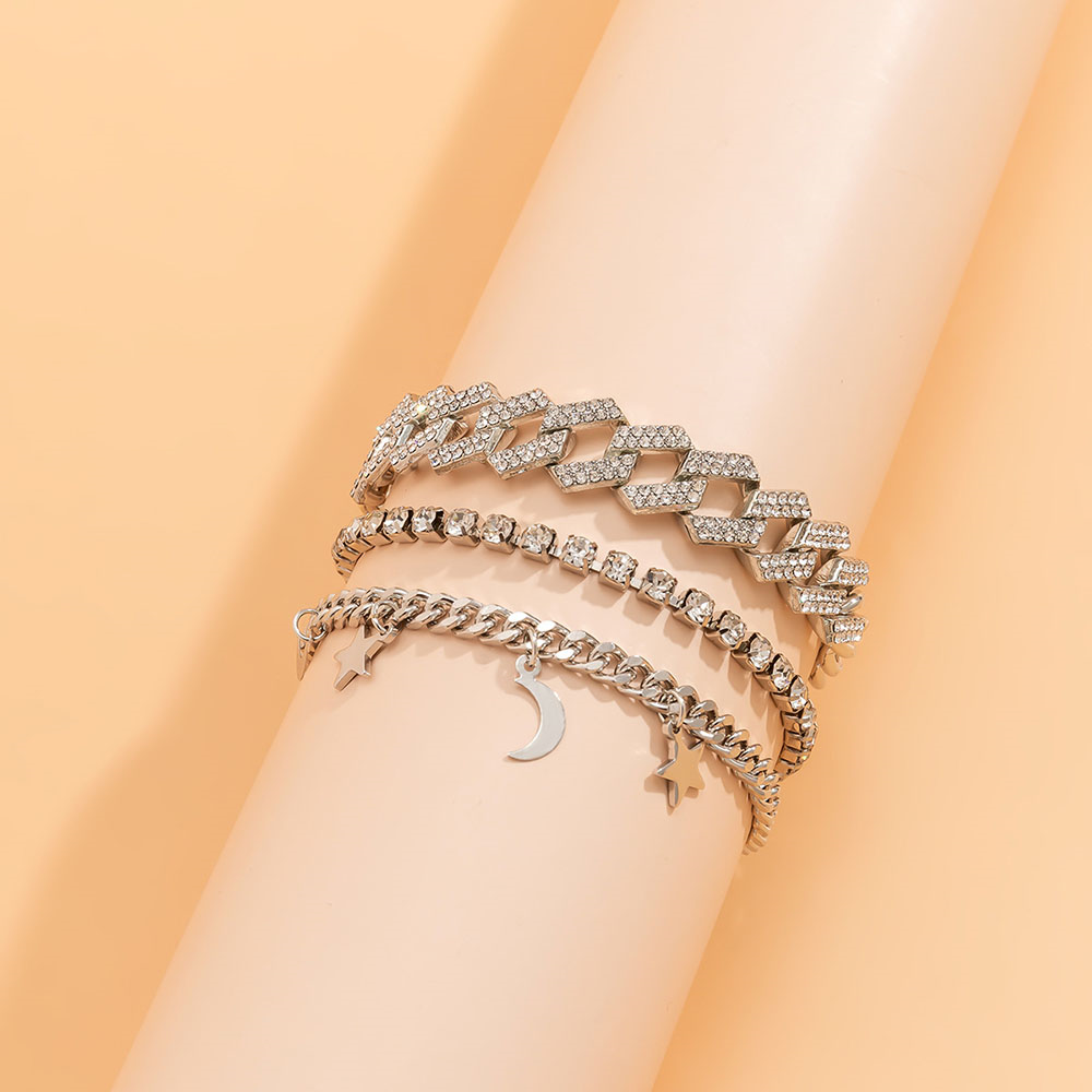 Hot selling star tassel moon full diamond bracelet fashion adjustable inlaid braceletpicture7