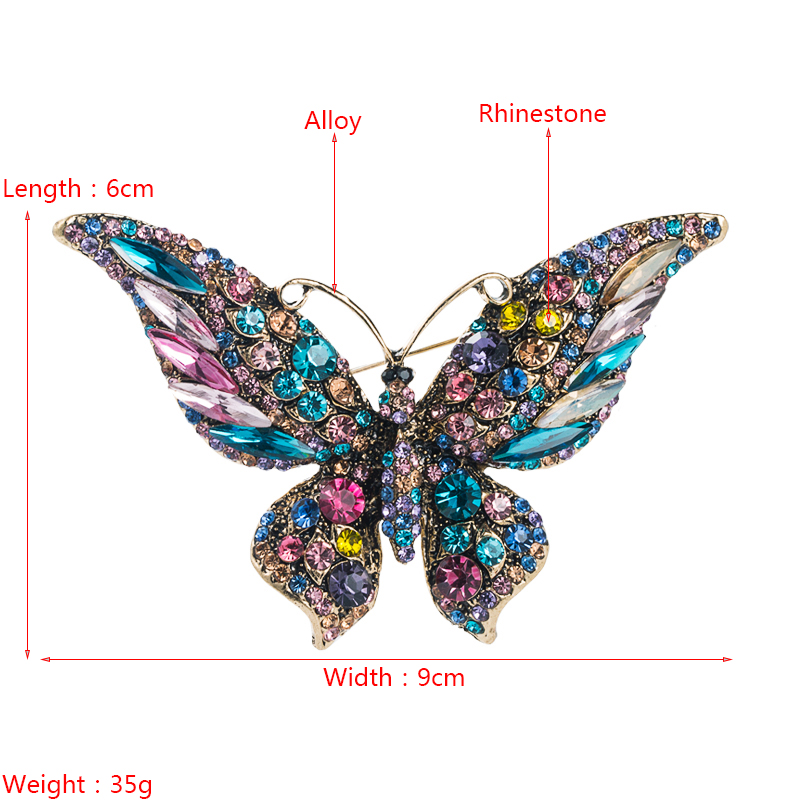 Rtro nouveau cristal strass papillon broche mode animal insecte dame brochepicture9