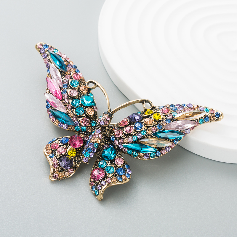 Rtro nouveau cristal strass papillon broche mode animal insecte dame brochepicture8