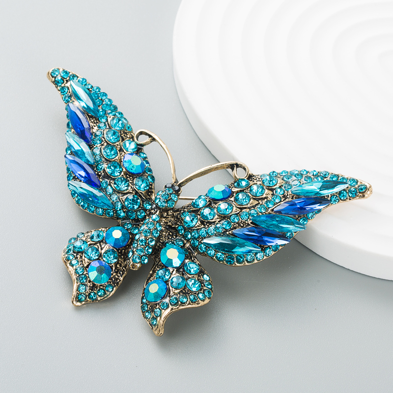 Rtro nouveau cristal strass papillon broche mode animal insecte dame brochepicture5