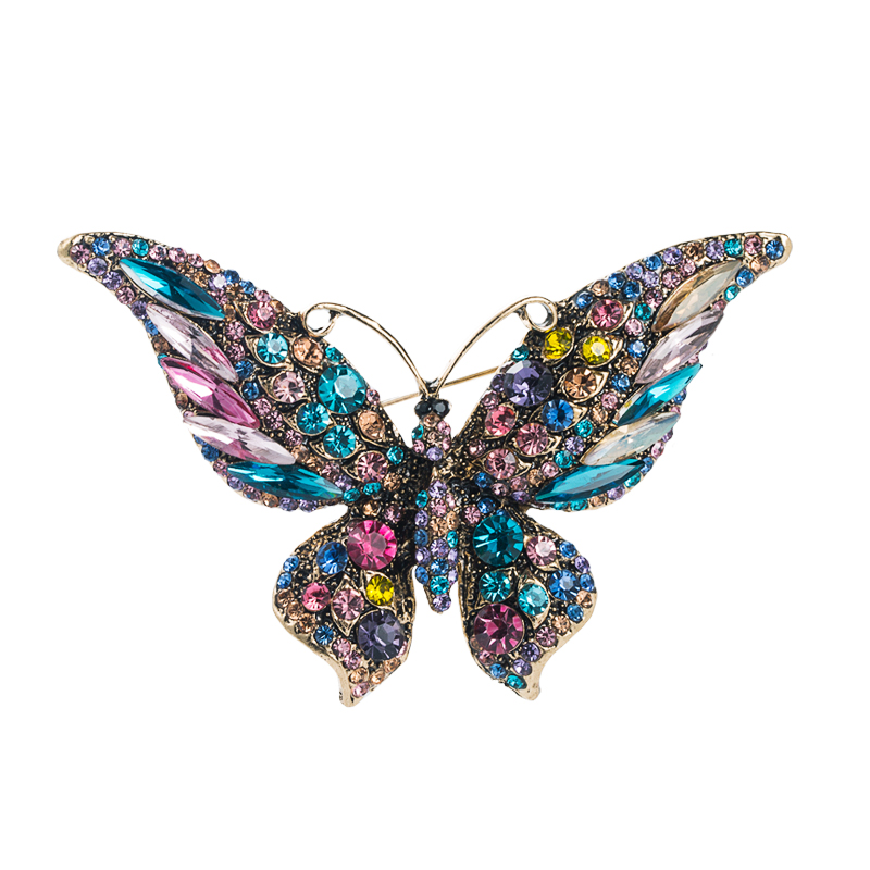 Rtro nouveau cristal strass papillon broche mode animal insecte dame brochepicture2