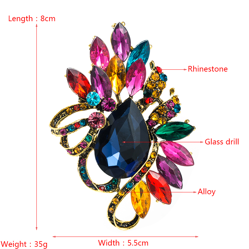 Retro personality creative crystal glass diamond brooch fashion corsage wholesalepicture1