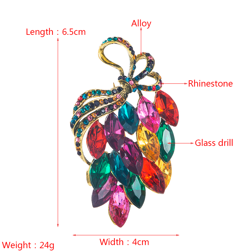 Exaggerated personality fashion trend colorful crystal dazzling rhinestone alloy broochpicture1