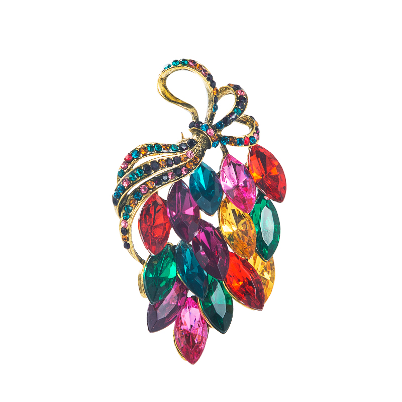 Exaggerated personality fashion trend colorful crystal dazzling rhinestone alloy broochpicture8