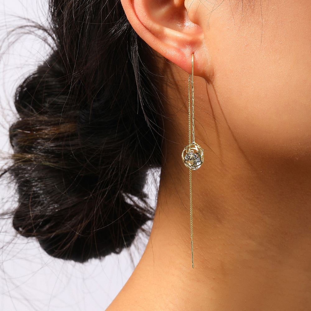 female long tassel rose flower zircon crystal earrings light luxury earringspicture1