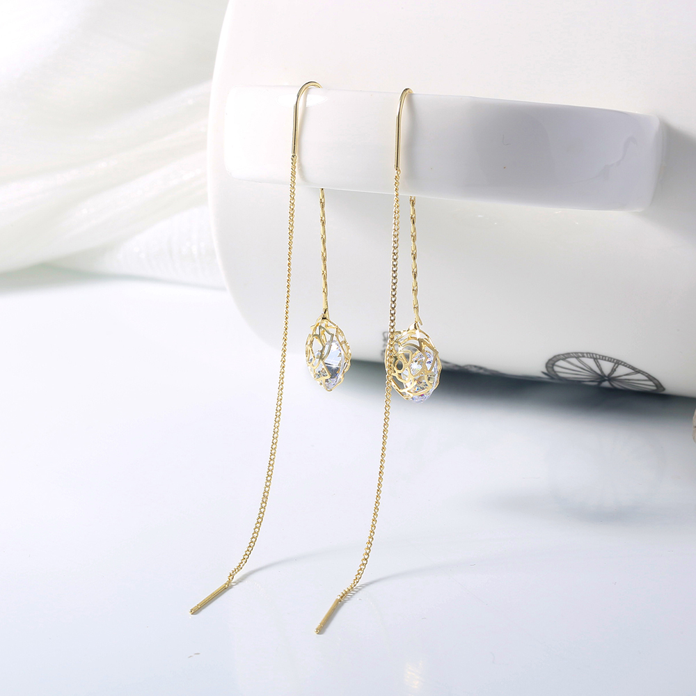 female long tassel rose flower zircon crystal earrings light luxury earringspicture3