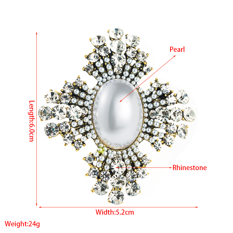 fashion party corsage trend alloy diamond pearl geometric brooch female broochpicture1