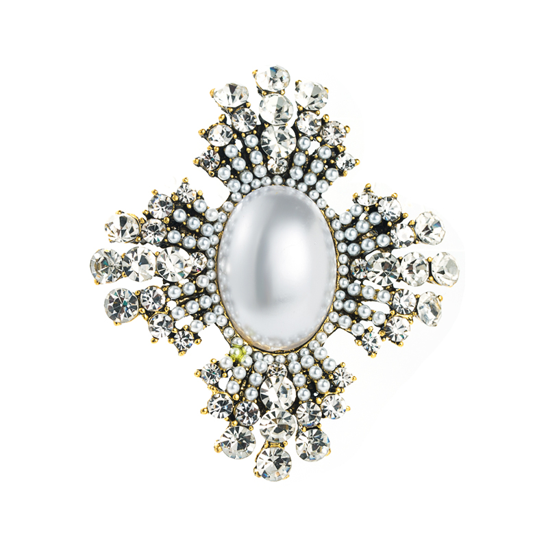 fashion party corsage trend alloy diamond pearl geometric brooch female broochpicture6