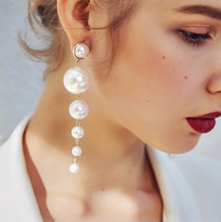 Korean style long size pearl tassel earrings women wholesalepicture3