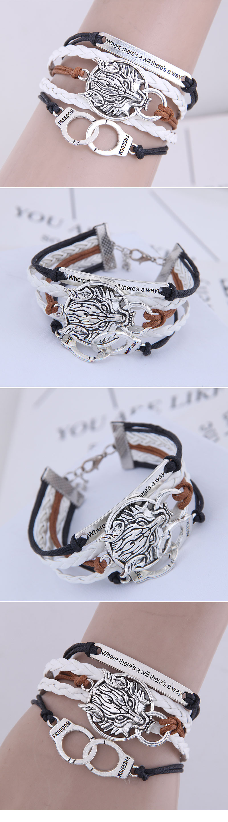 retro creative handcuffs multi-layer bracelet