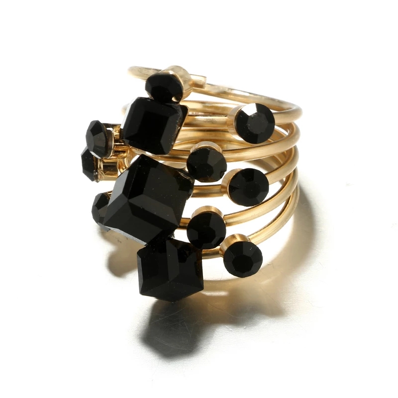 new retro geometric resin square ring