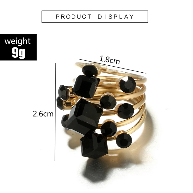 new retro geometric resin square ring