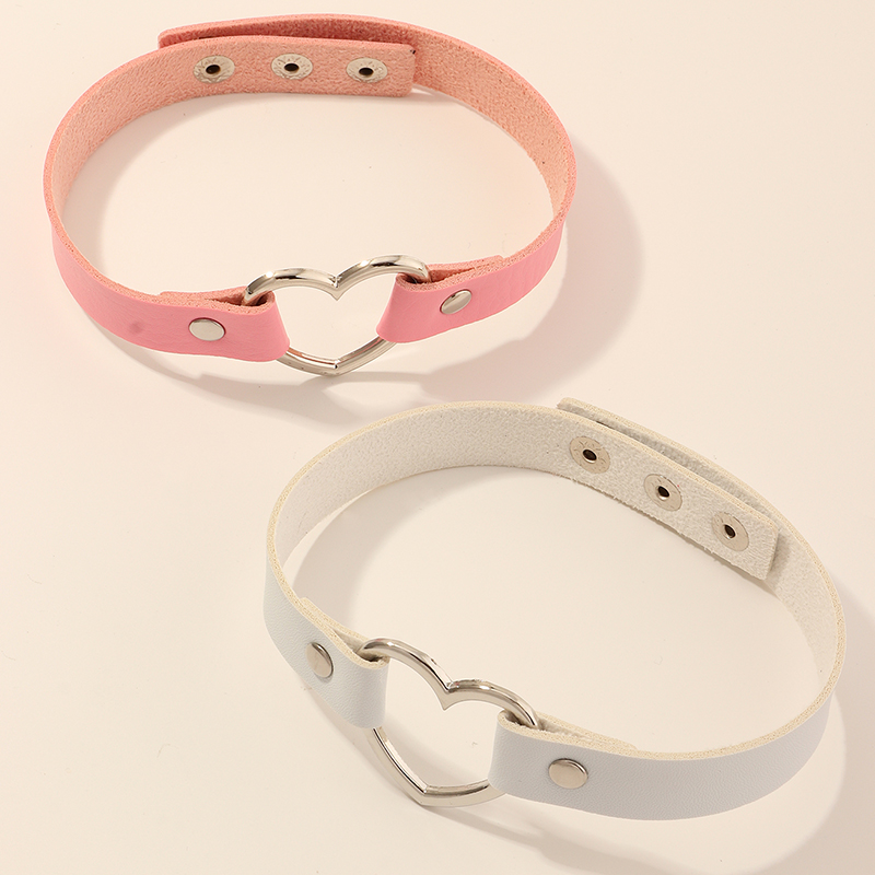 simple PU Leather Love choker set