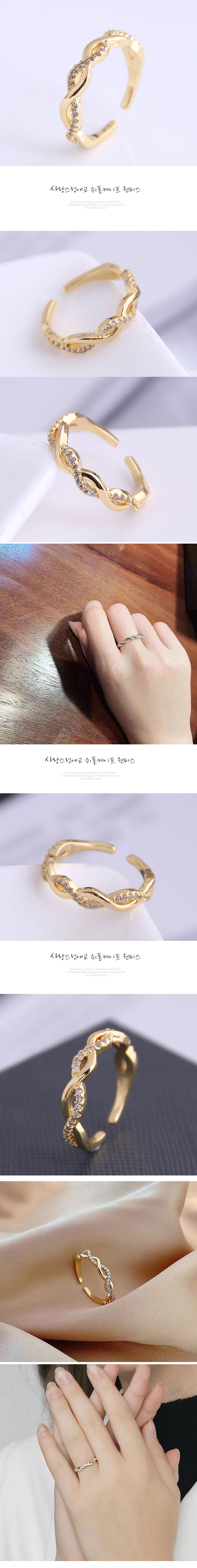 Koreanischer ModeKupfereinfacher Diamantoffener Ringpicture1