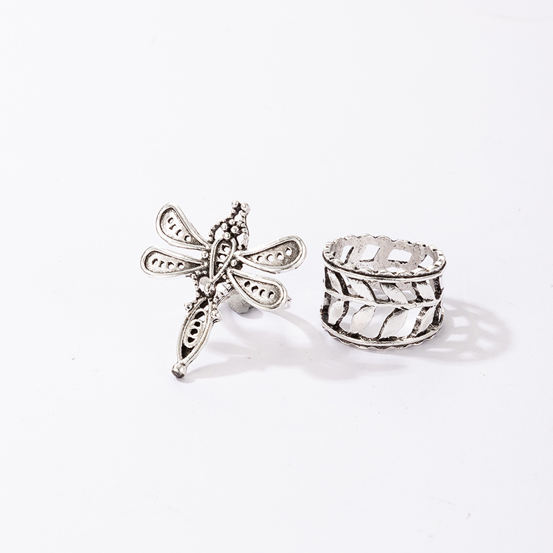 retro simple hollow leaf cute dragonfly ring