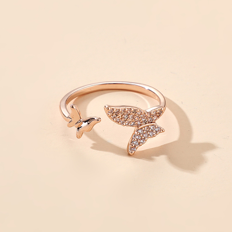 Koreau0027s simple diamond butterfly open ring