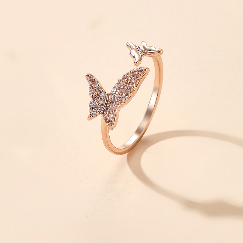 Koreau0027s simple diamond butterfly open ring