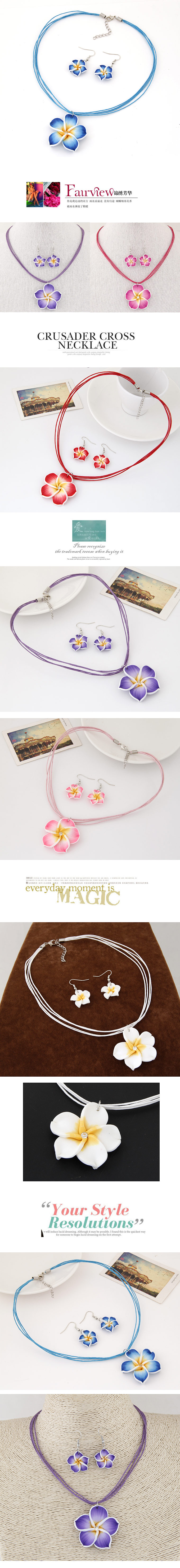 Korean fashion sweet petals necklace earrings set