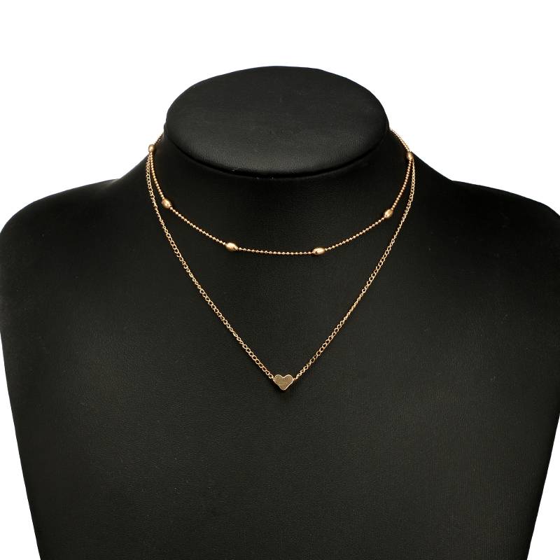 new fashion love pendant simple double necklace