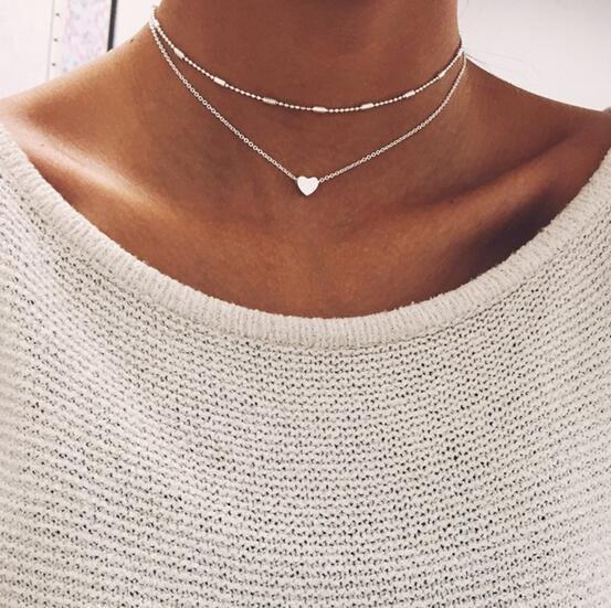 new fashion love pendant simple double necklace