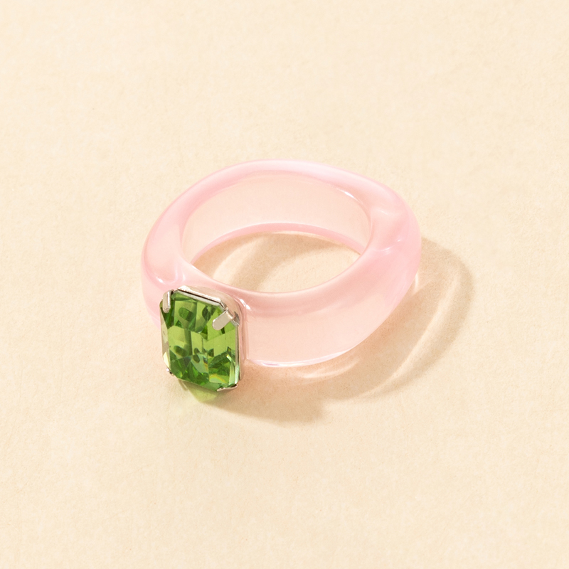 new color retro gemstone resin ring