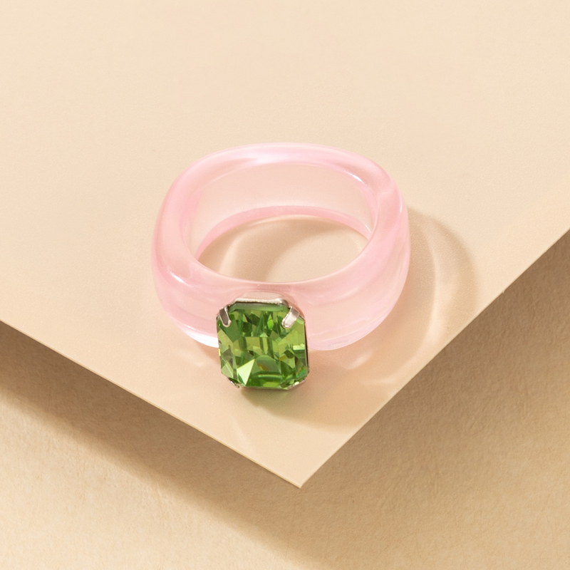 new color retro gemstone resin ring