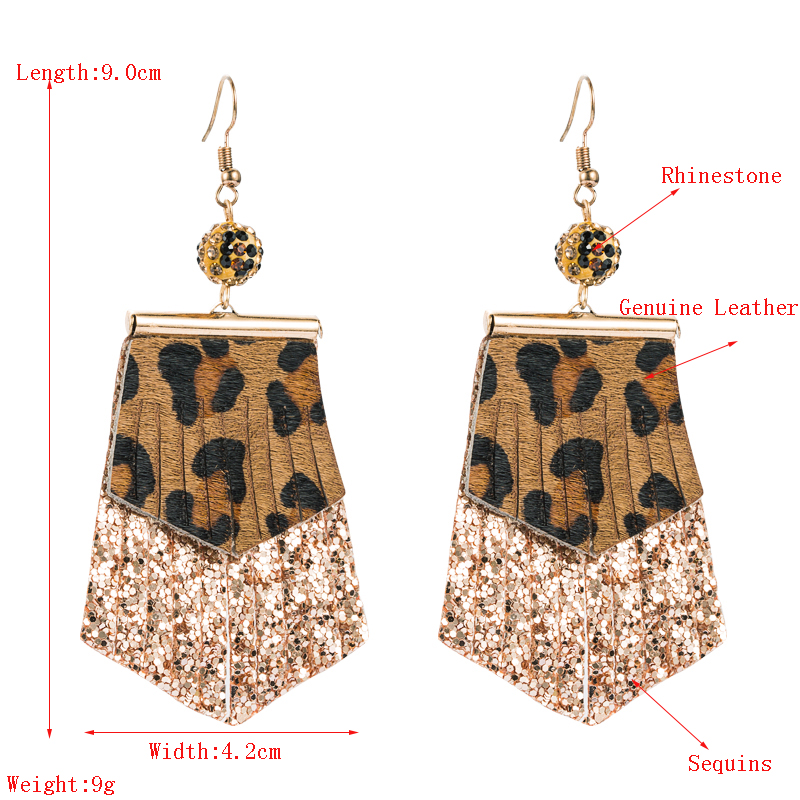 fashion leopard print long leather earrings