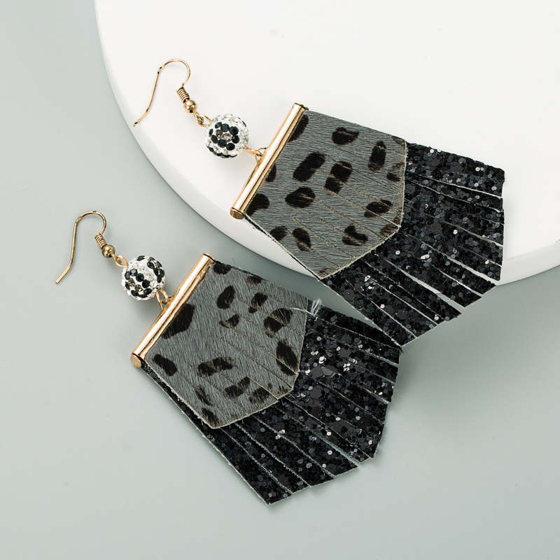 fashion leopard print long leather earrings