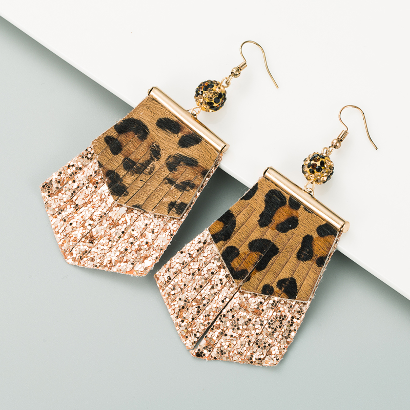 fashion leopard print long leather earrings