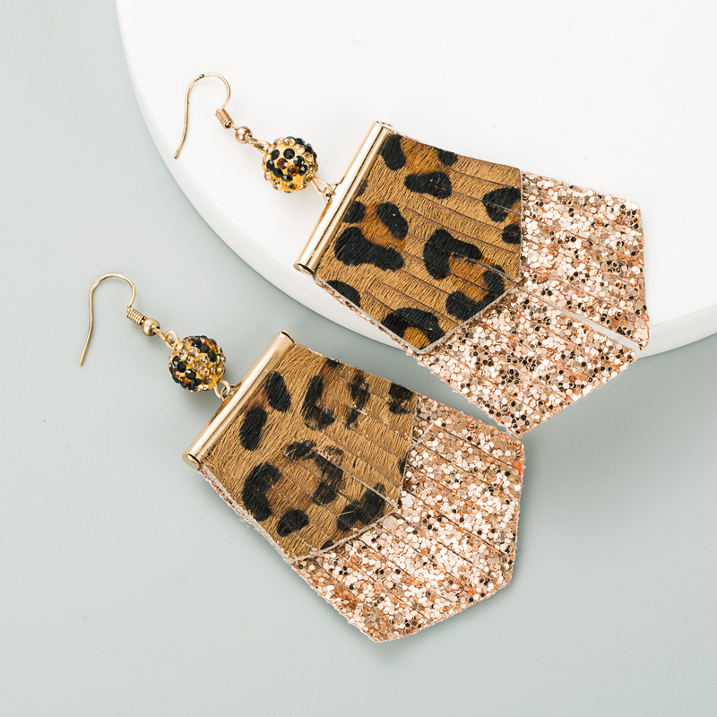 fashion leopard print long leather earrings