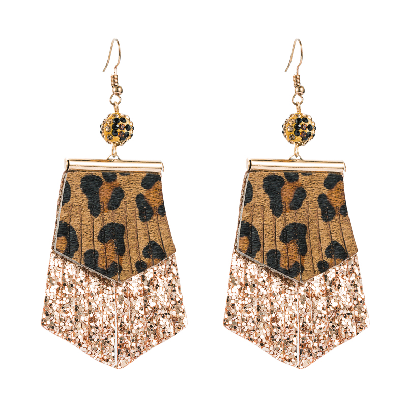 fashion leopard print long leather earrings