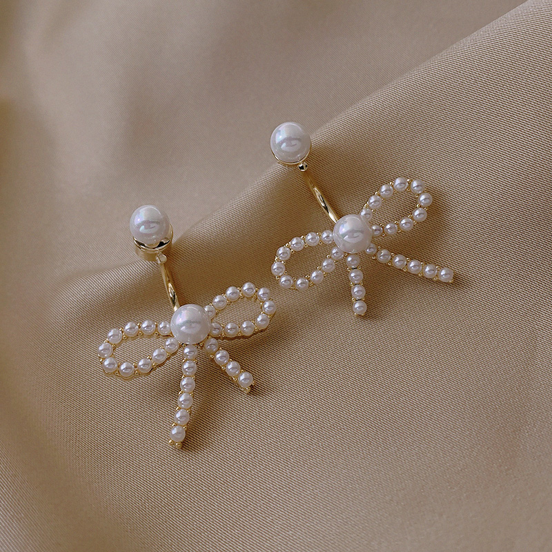 Modestil einfache neue Anhnger Perlenschleife Ohrringepicture5