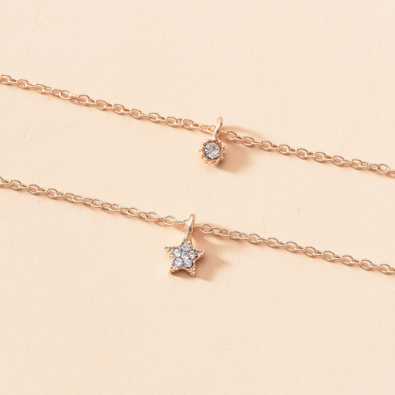 fashion new simple two-layer chain diamonds stars necklace