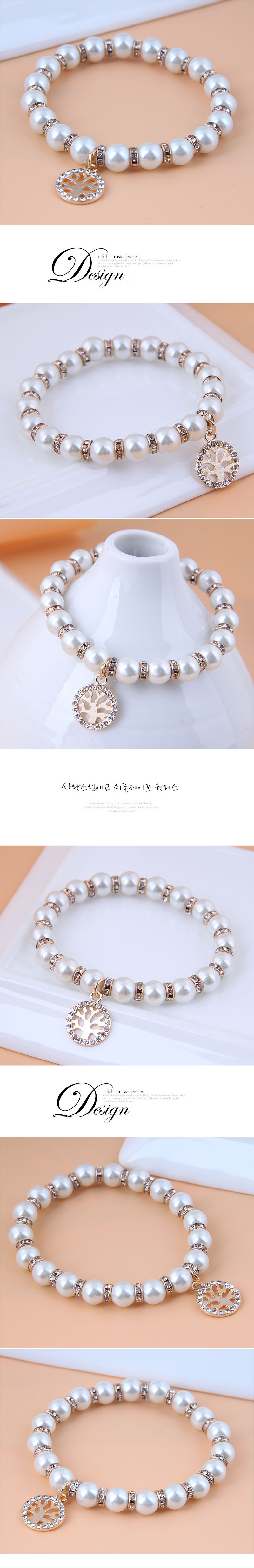 Korean Fashion Pendant Pearl Tree of life bracelet