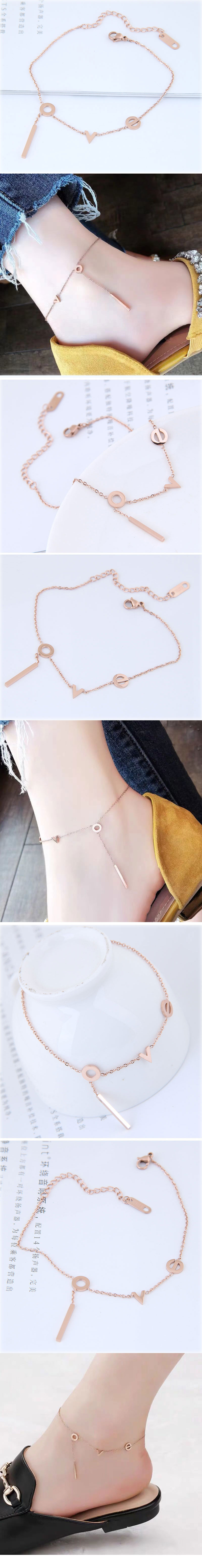 Korean fashion sweet OL simple titanium steel anklet