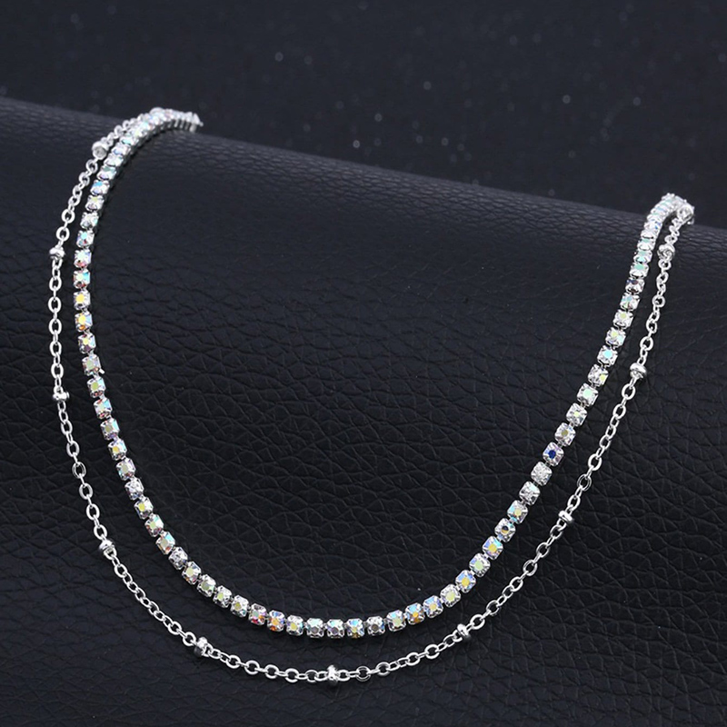 new bohemian style full diamond simple double layer anklet