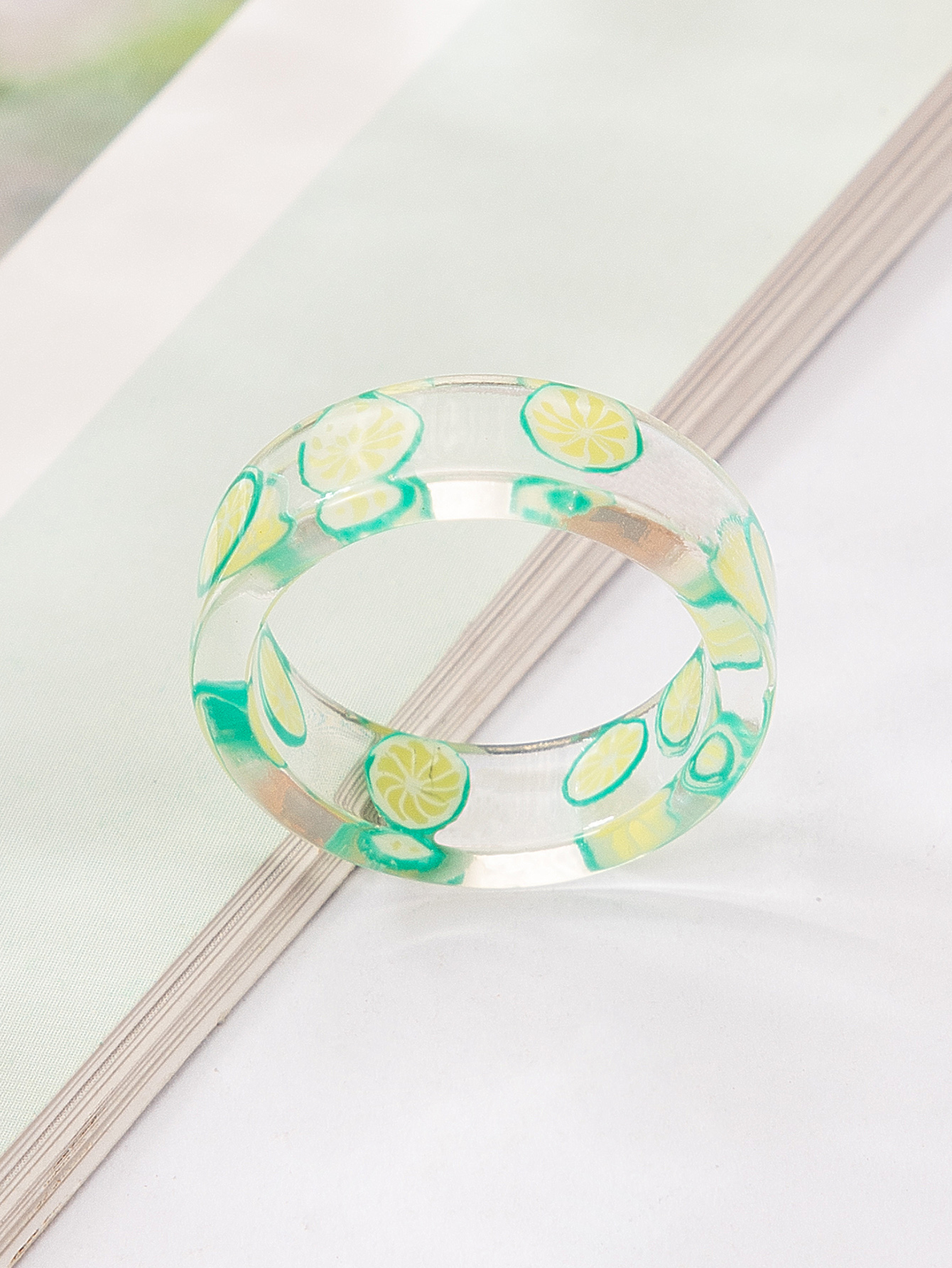 new cute style korean fashion acrylic lemon strawberry apple fruit ring