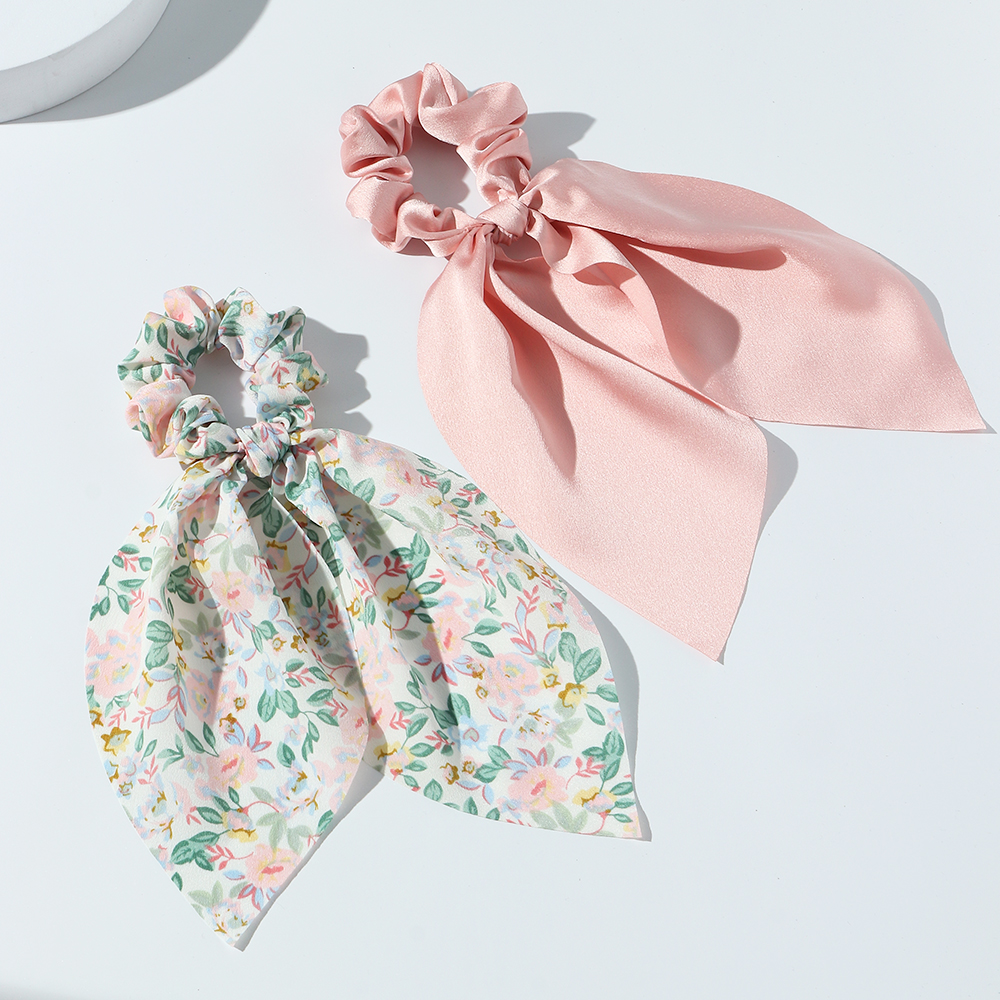 Korean floral fashion style new ribbon hair scrunchies setpicture4