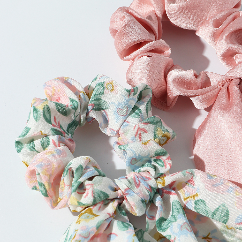 Korean floral fashion style new ribbon hair scrunchies setpicture5