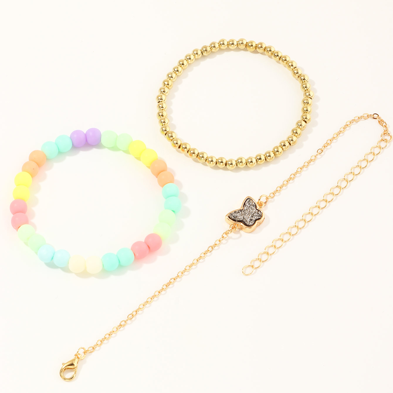 Fashion Creative Handmade Colorful Rice Bead Butterfly Bracelet Set