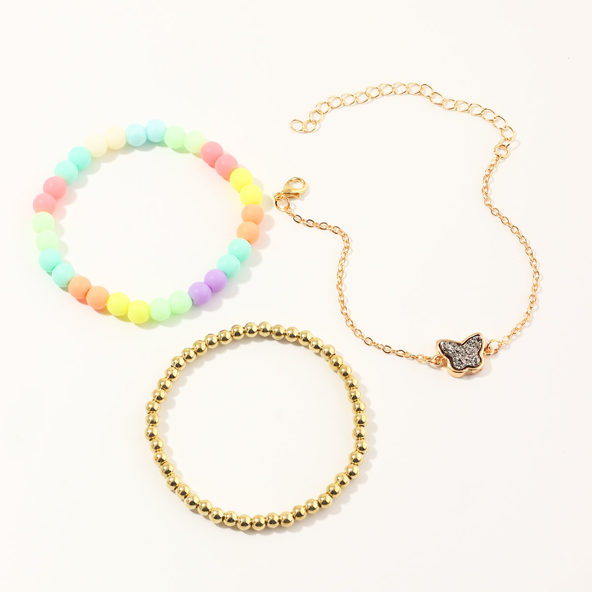 Fashion Creative Handmade Colorful Rice Bead Butterfly Bracelet Set