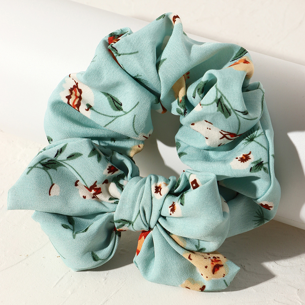 retro floral bowknot fabric hair scrunchiespicture2