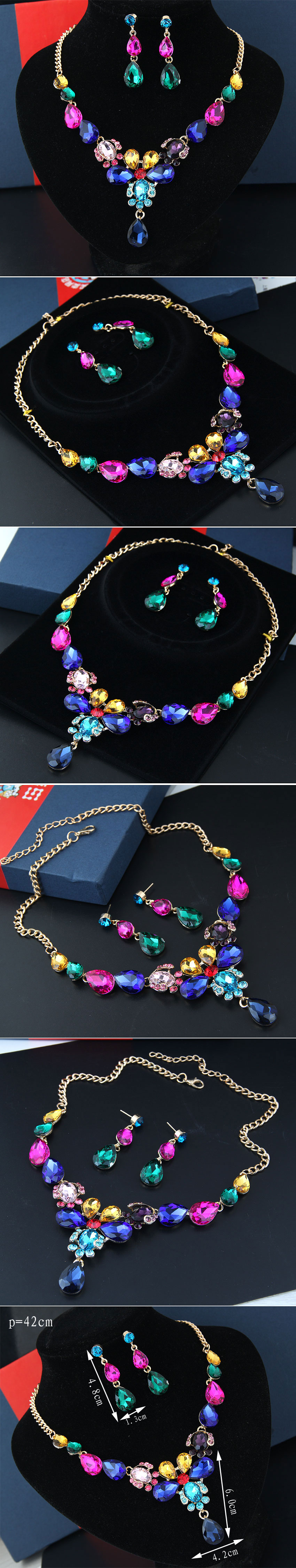 fashion new style flower water drop bridal necklace earrings set