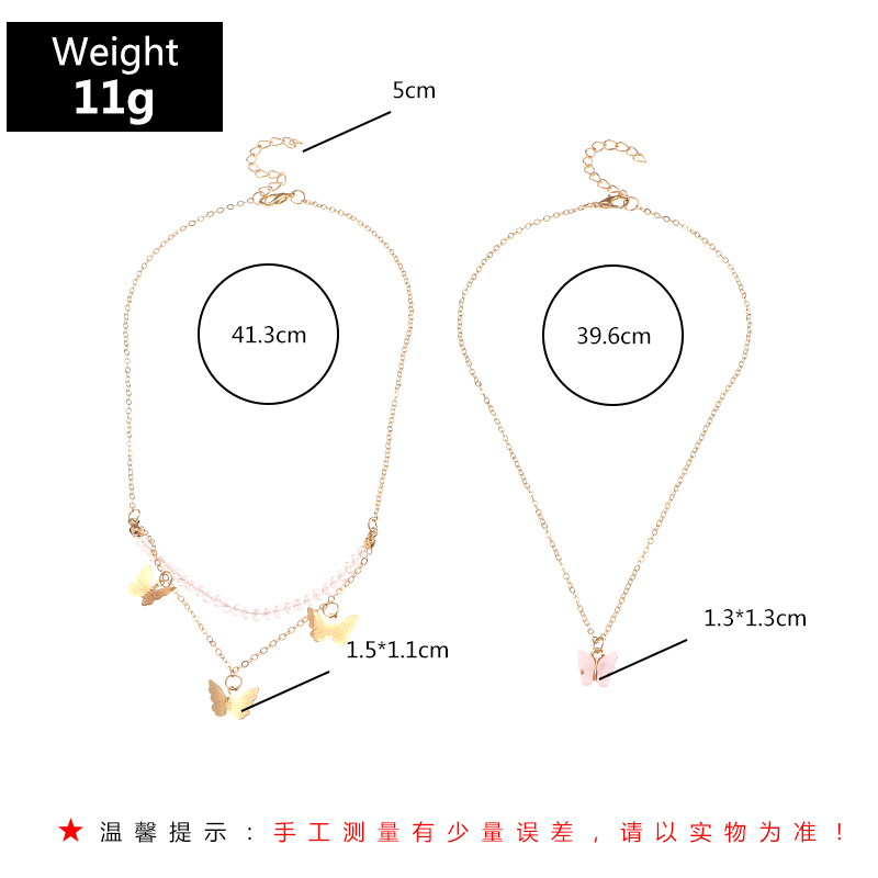 wholesale fashion alloy small butterfly multi-layer necklace