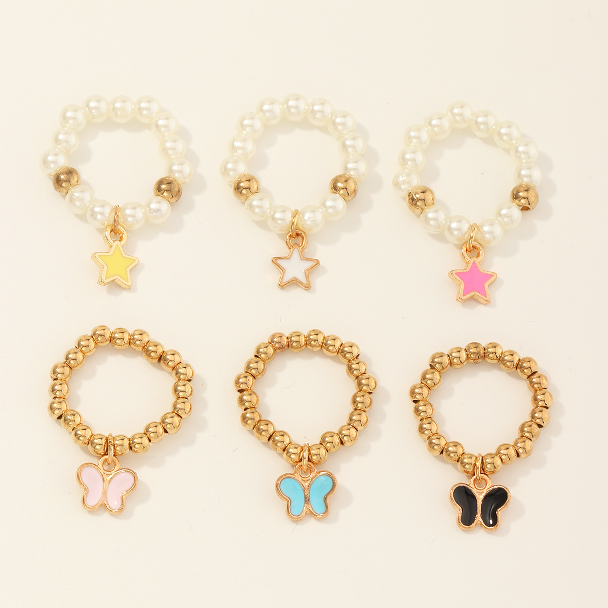 wholesale simple round beads star color butterfly childrenu0027s ring