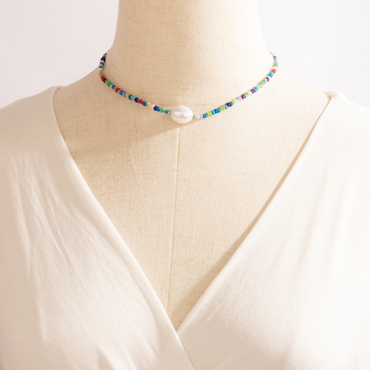 new bohemian fashion pearl rice bead necklacepicture1