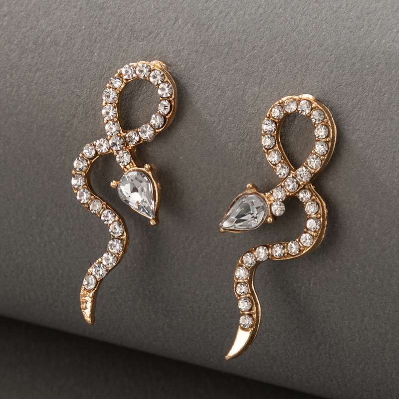 new baroque geometric exaggerated snakeshaped diamond earringspicture1
