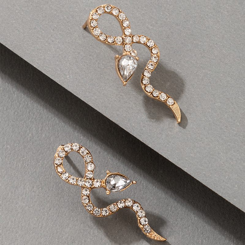 new baroque geometric exaggerated snakeshaped diamond earringspicture2