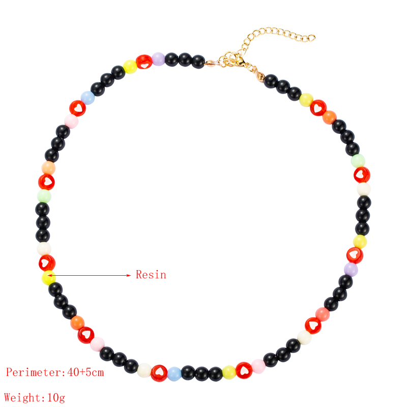 RetroBohoStil farbige herzfrmige Perlen handgefertigte Perlenkettepicture1